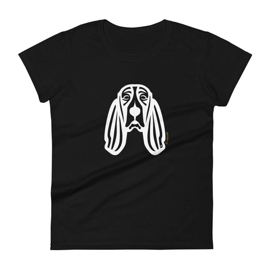 Camiseta feminina de manga curta - Basset Hound - Tribal i-animals