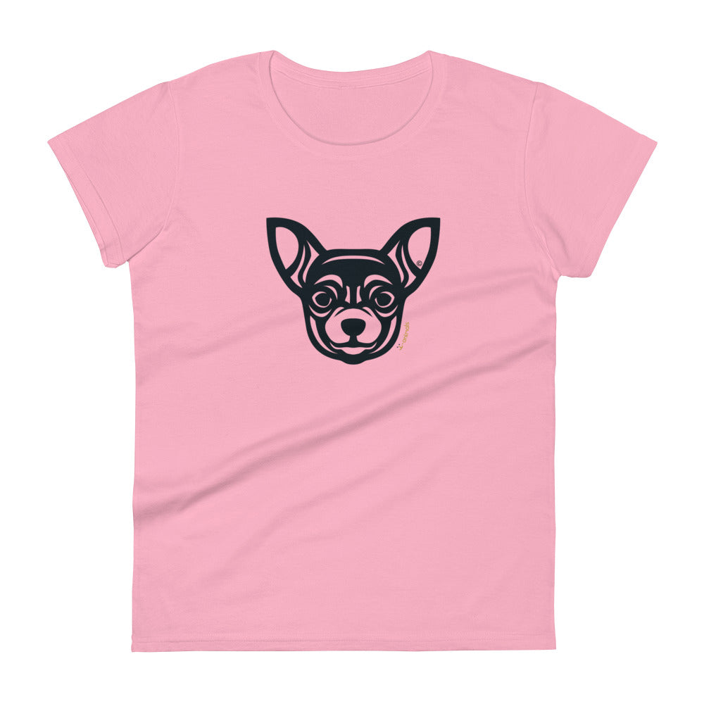 Camiseta feminina de manga curta - Chihuahua - Tribal - Cores Claras i-animals