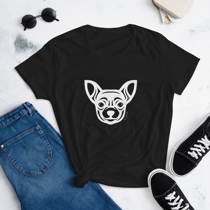 Camiseta feminina de manga curta - Chihuahua - Tribal i-animals