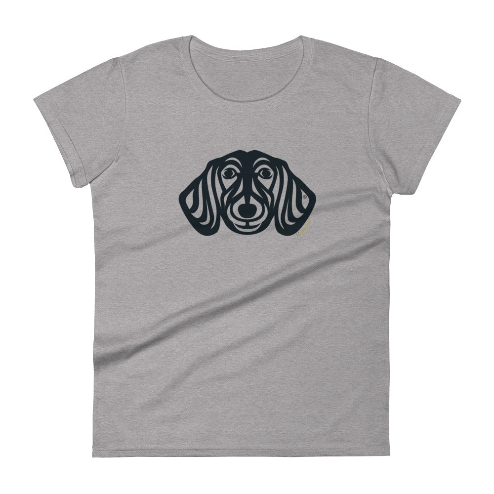 Camiseta feminina de manga curta - Dachshund - Tribal - Cores Claras i-animals