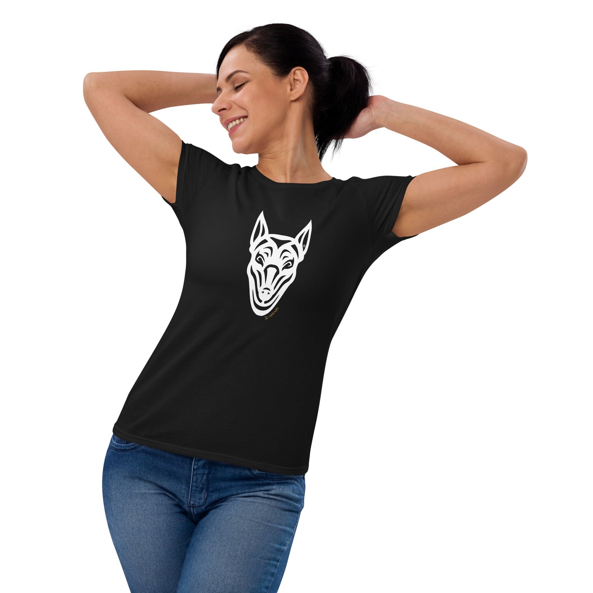 Camiseta feminina de manga curta - Doberman - Tribal i-animals