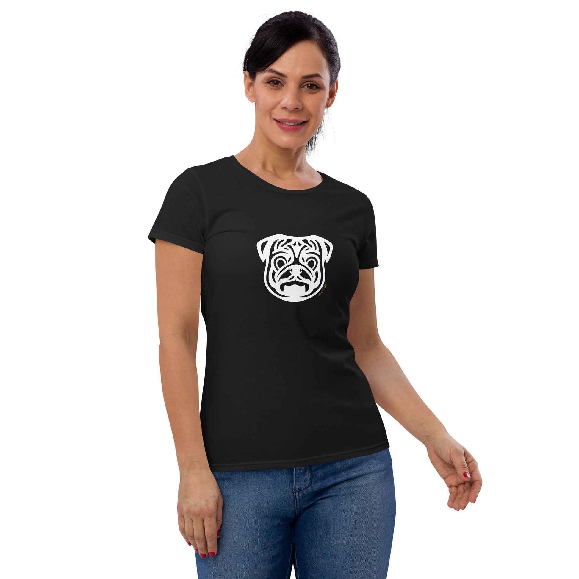 Camiseta feminina de manga curta - Pug - Tribal i-animals