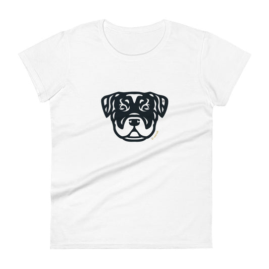 Camiseta feminina de manga curta - Rottweiler - Tribal - Cores Claras i-animals