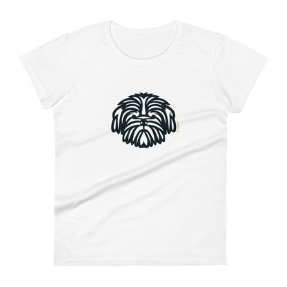 Camiseta feminina de manga curta - Shih Tzu - Tribal - Cores Claras i-animals