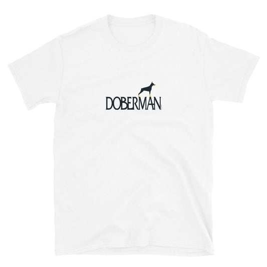Camiseta unissex com mangas curtas - Doberman - cores claras i-animals