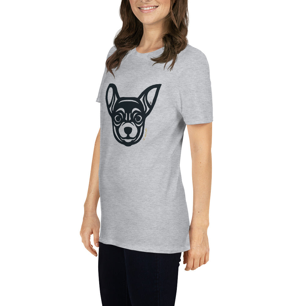 Camiseta unissex de manga curta - Chihuahua - Tribal - Cores Claras i-animals