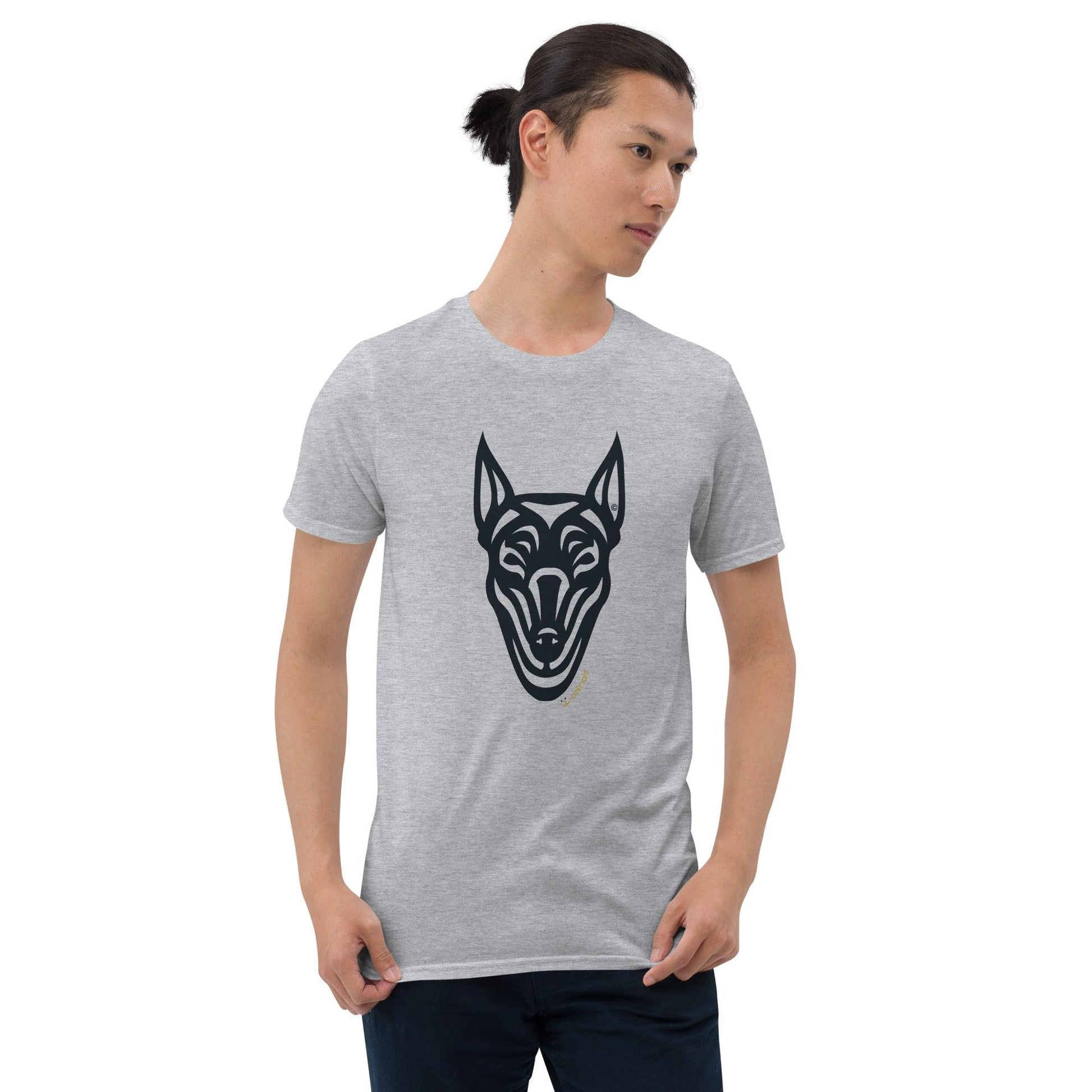 Camiseta unissex de manga curta - Doberman - Tribal - Cores Claras i-animals