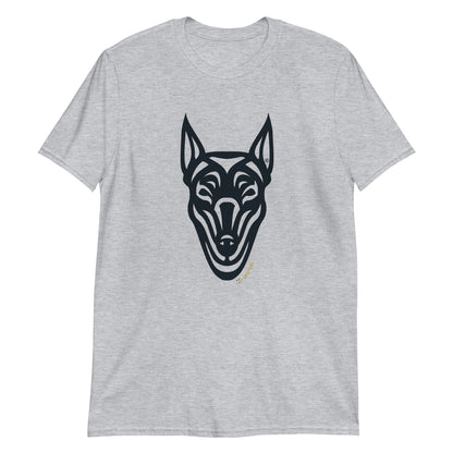 Camiseta unissex de manga curta - Doberman - Tribal - Cores Claras i-animals