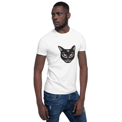 Camiseta unissex de manga curta - Gato Preto - Tribal - Cores Claras i-animals