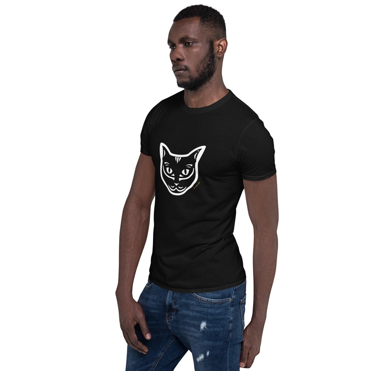 Camiseta unissex de manga curta - Gato Preto - Tribal i-animals