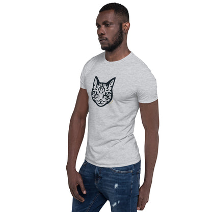 Camiseta unissex de manga curta - Gato Tigrado - Tribal - Cores Claras i-animals