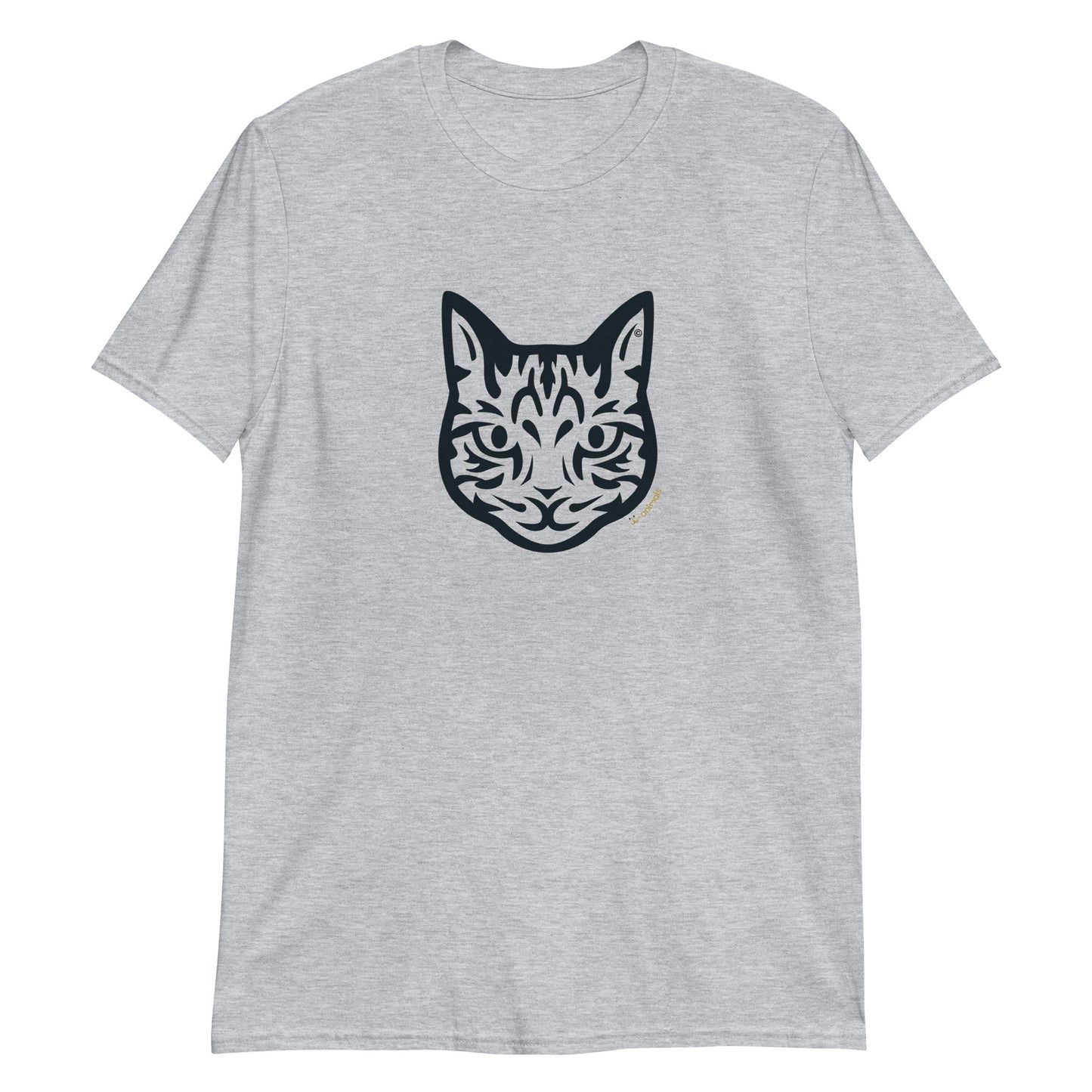 Camiseta unissex de manga curta - Gato Tigrado - Tribal - Cores Claras i-animals