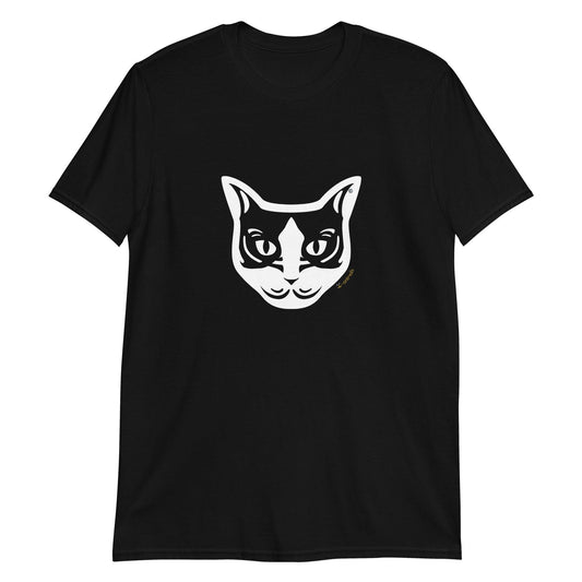 Camiseta unissex de manga curta - Gato preto e branco - Tribal i-animals