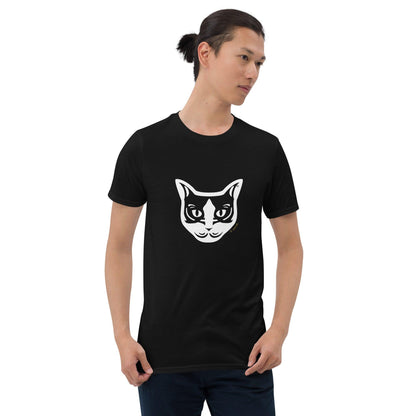 Camiseta unissex de manga curta - Gato preto e branco - Tribal i-animals