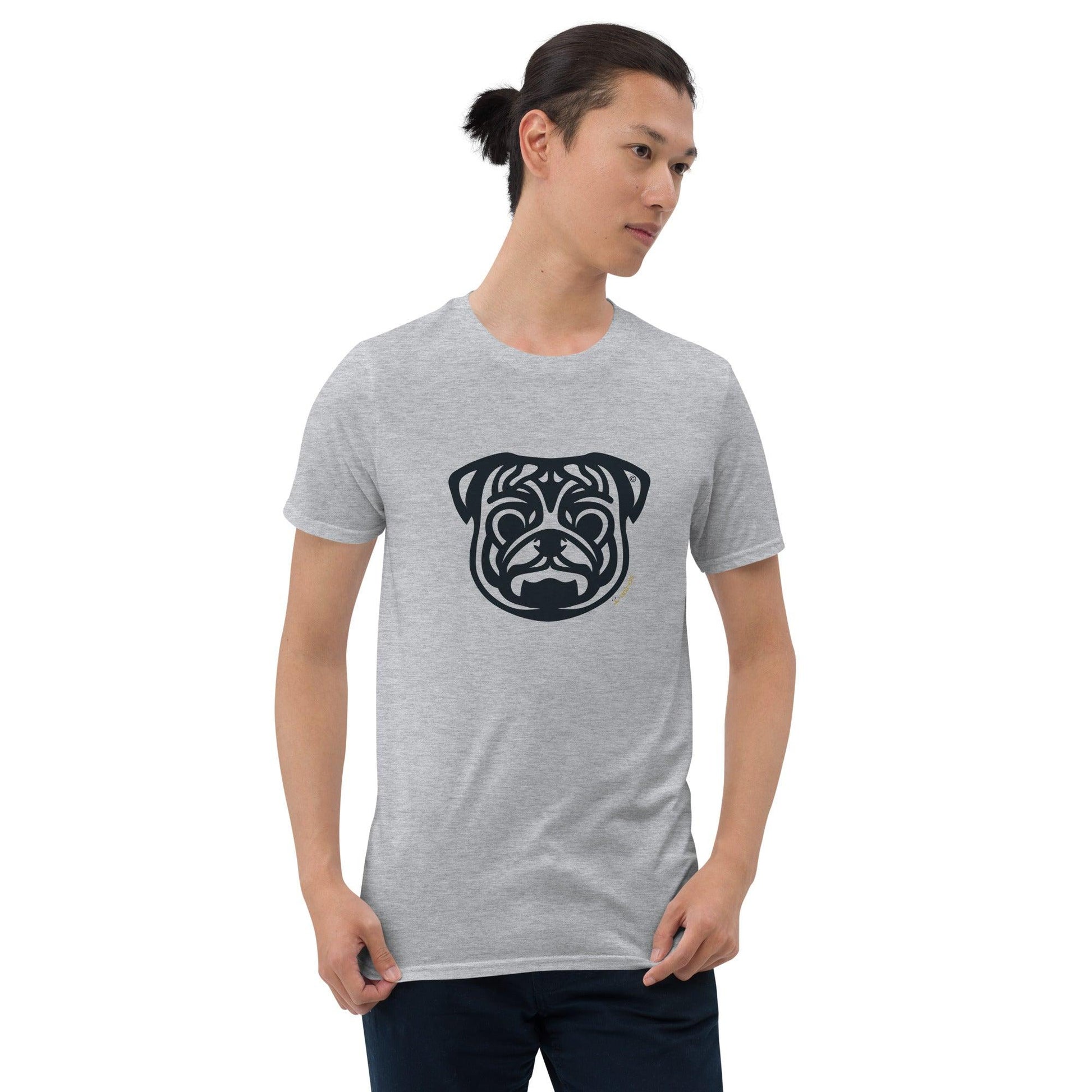 Camiseta unissex de manga curta - Pug - Tribal - Cores Claras i-animals
