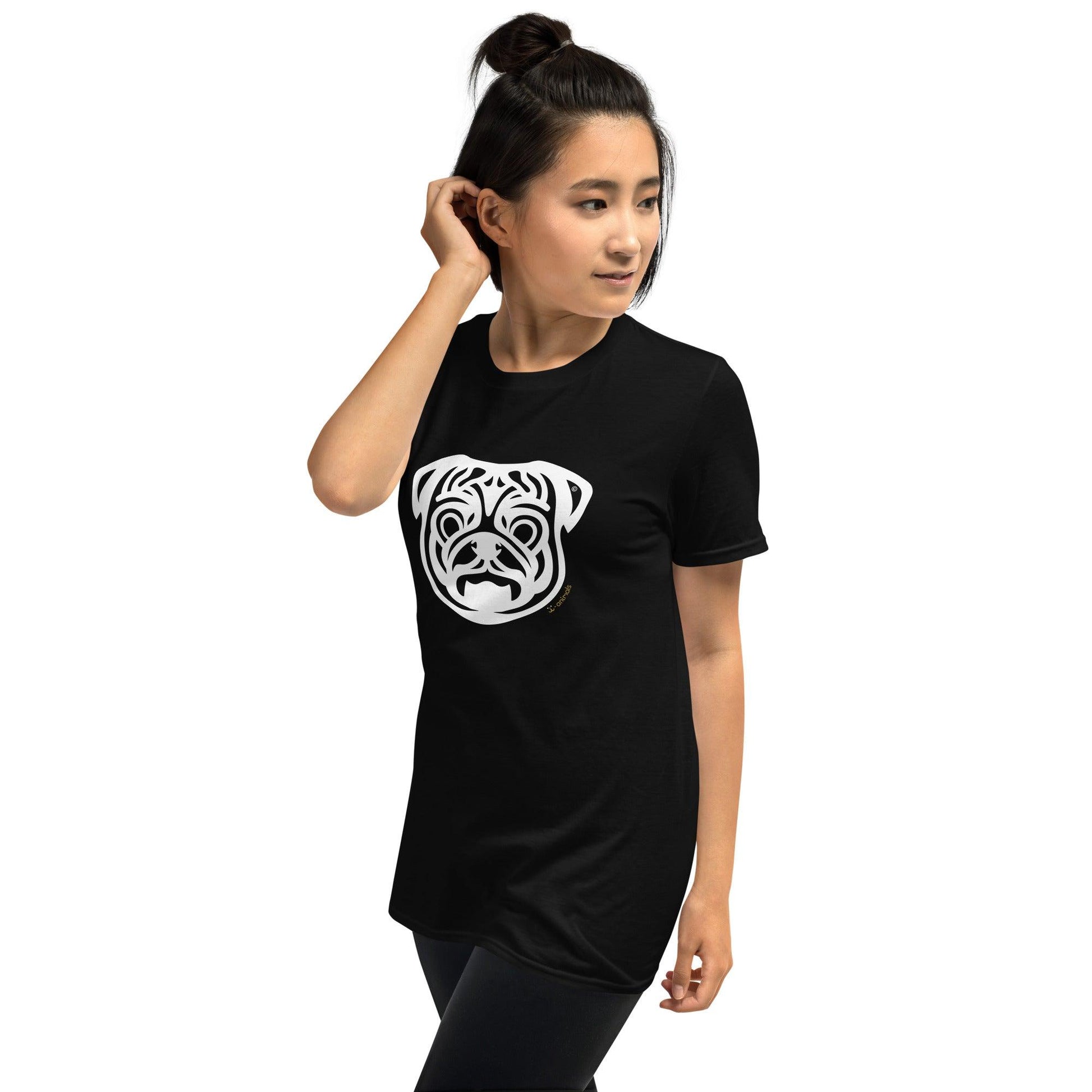 Camiseta unissex de manga curta - Pug - Tribal i-animals