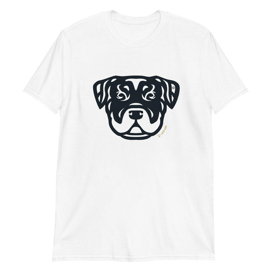 Camiseta unissex de manga curta - Rottweiler - Tribal - Cores Claras i-animals