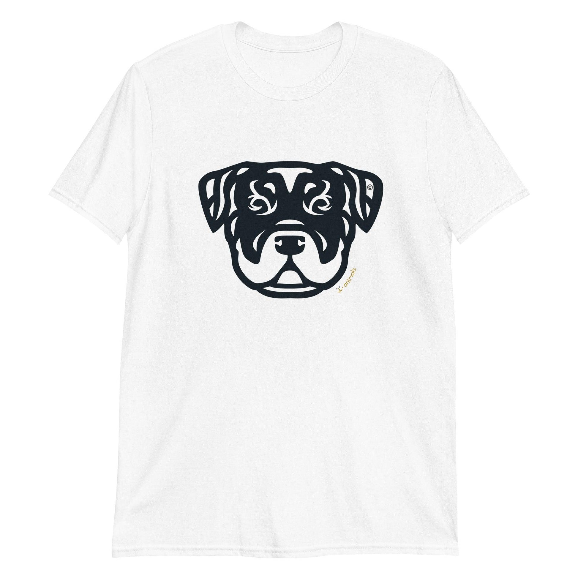 Camiseta unissex de manga curta - Rottweiler - Tribal - Cores Claras i-animals