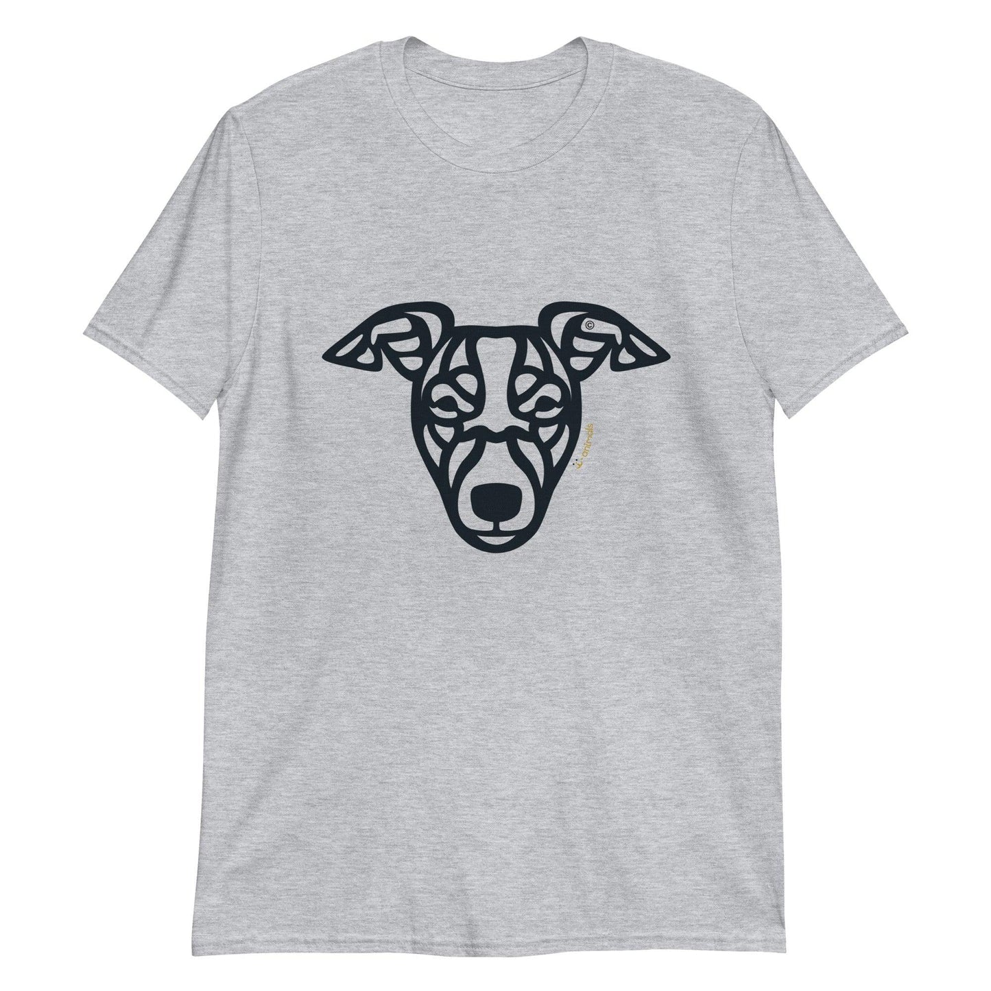 Camiseta unissex de manga curta - Whippet - Tribal - Cores Claras i-animals