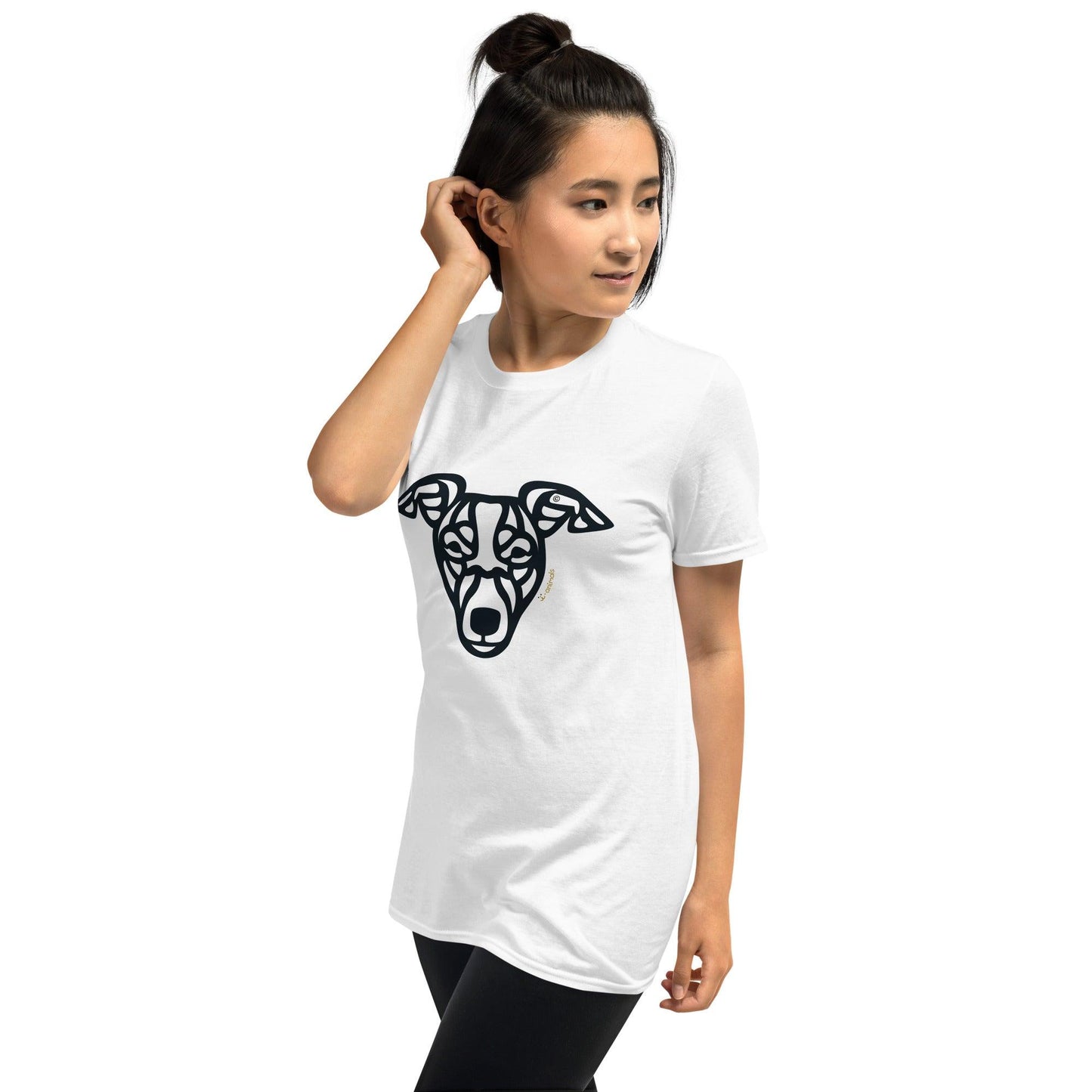 Camiseta unissex de manga curta - Whippet - Tribal - Cores Claras i-animals
