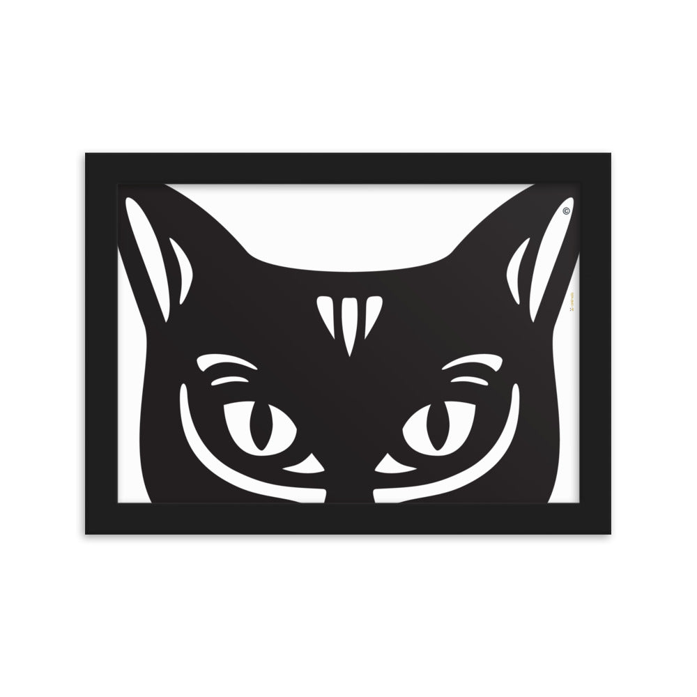 Pôster emoldurado Gato Preto - Tribal - i-animals
