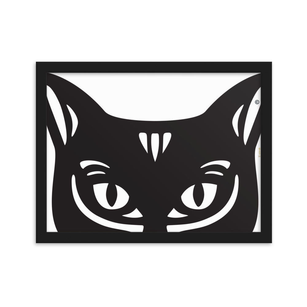 Pôster emoldurado Gato Preto - Tribal - i-animals
