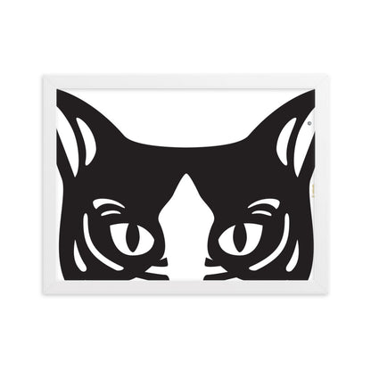 Pôster emoldurado Gato preto e branco - Tribal - i-animals