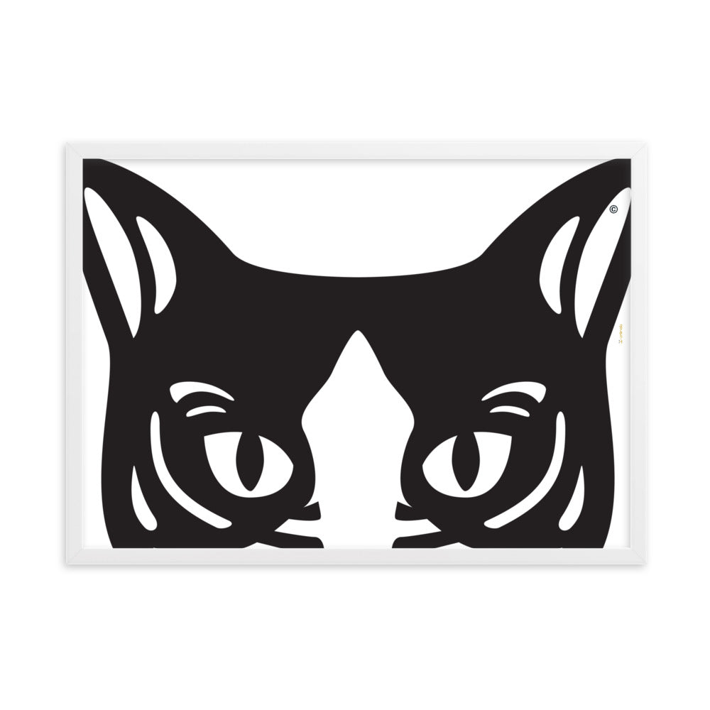 Pôster emoldurado Gato preto e branco - Tribal - i-animals