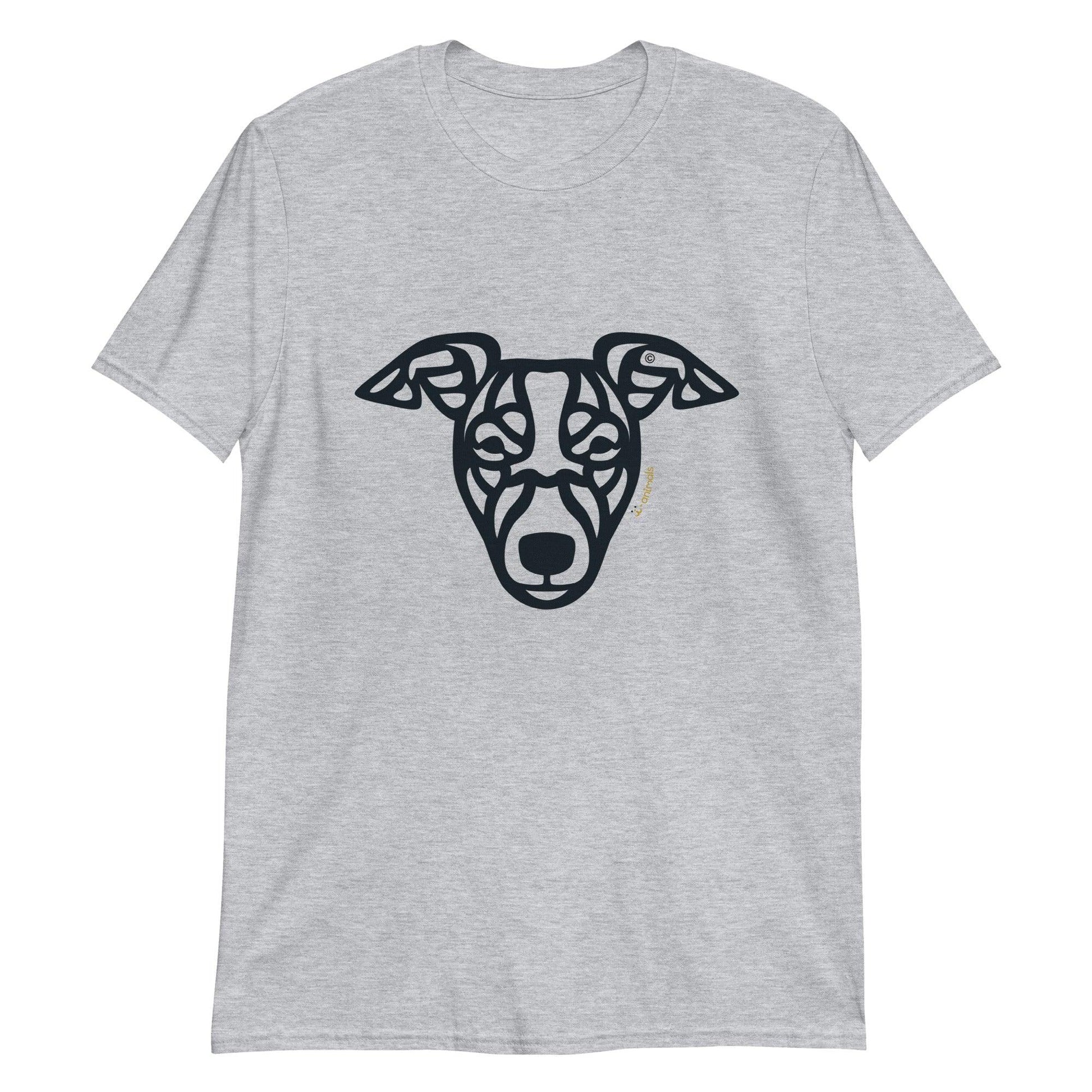 Camiseta unissex de manga curta - “cão vira-lata” - Tribal - Cores Claras - i-animals