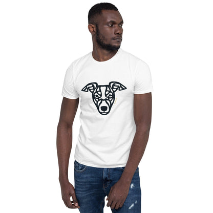 Camiseta unissex de manga curta - “cão vira-lata” - Tribal - Cores Claras - i-animals