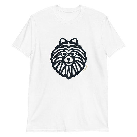 Camiseta unissex de manga curta - Spitz Alemão - Tribal - Cores Claras - i-animals