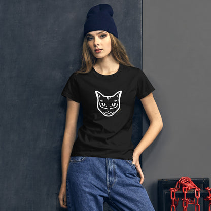 Women's Fashion Fit T-Shirt - Black Cat - Tribal