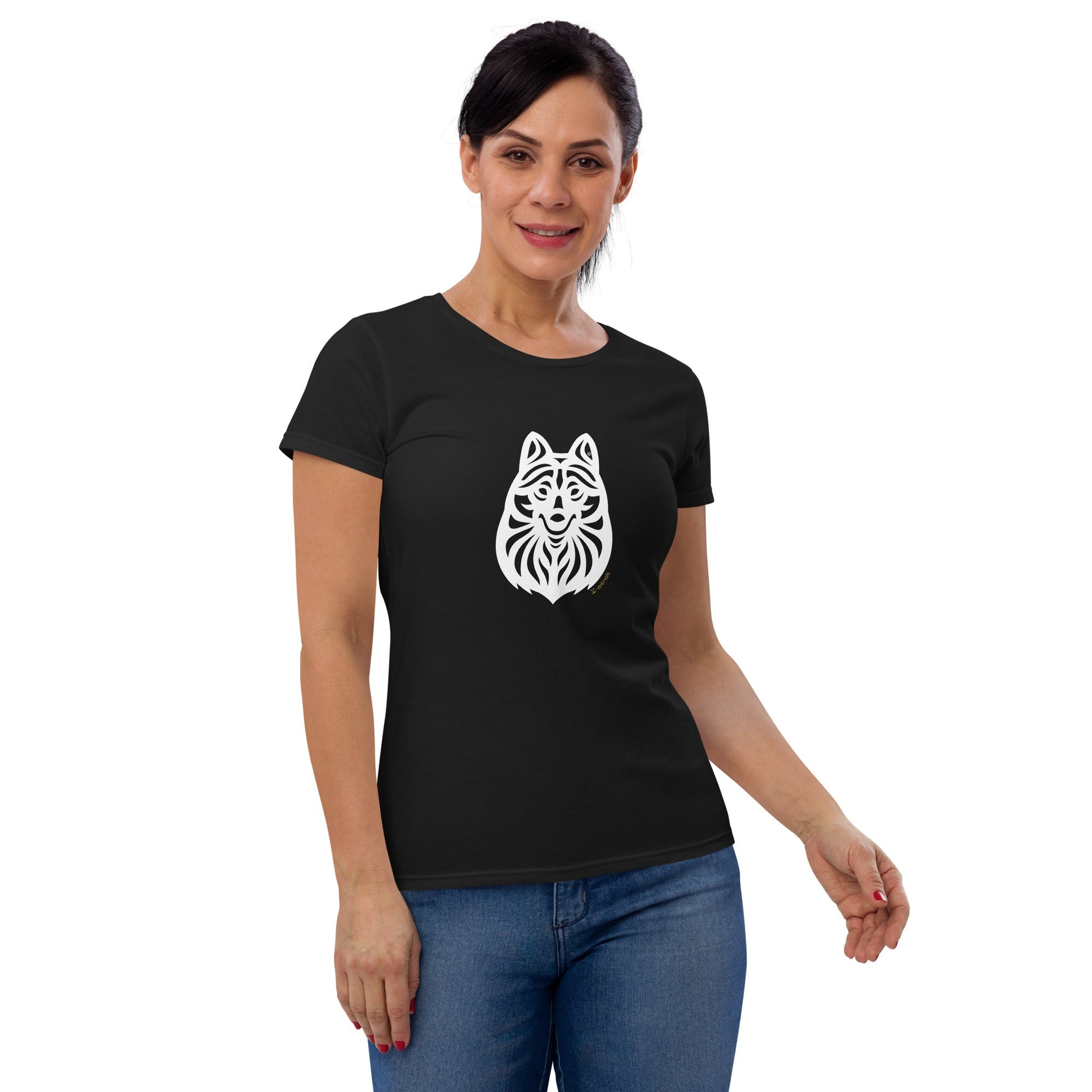 Camiseta feminina de manga curta - Schipperke - Tribal i-animals