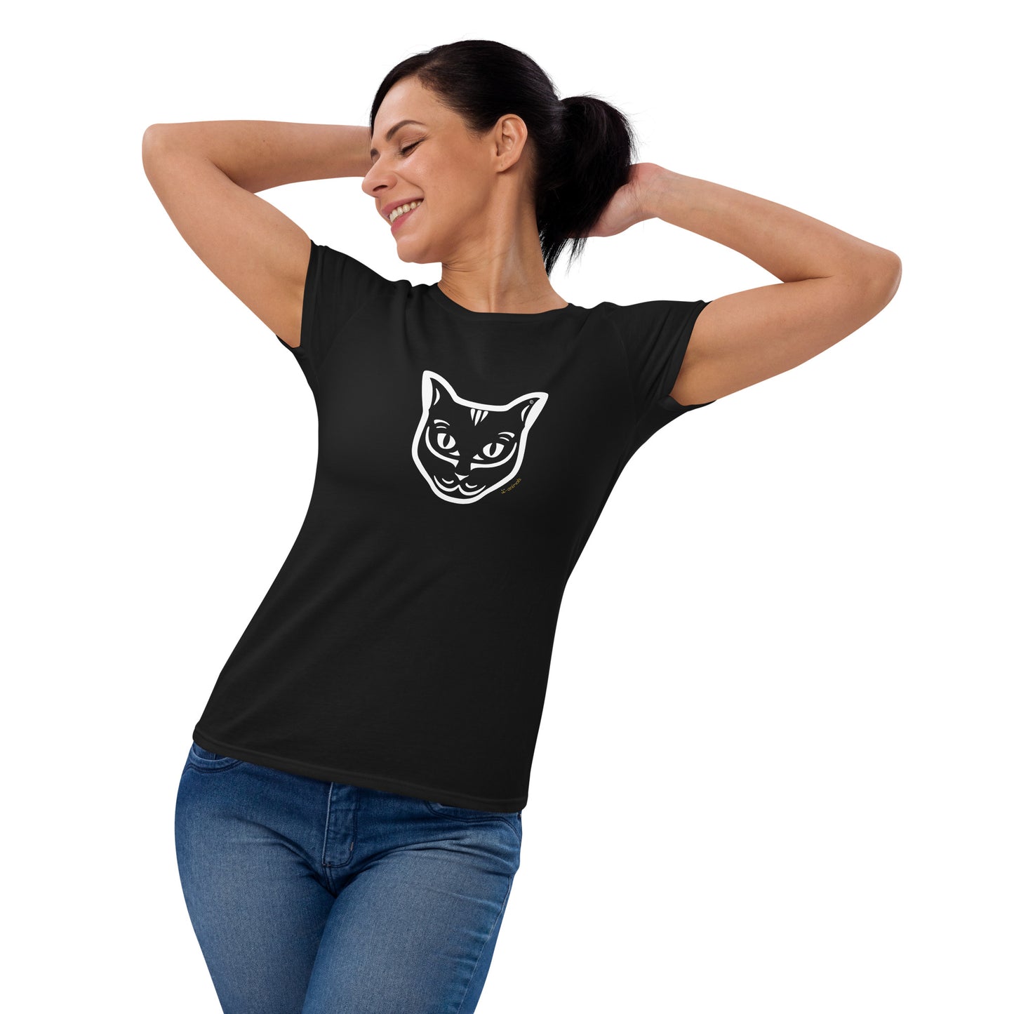Camiseta mujer manga corta - Gato Negro - Tribal