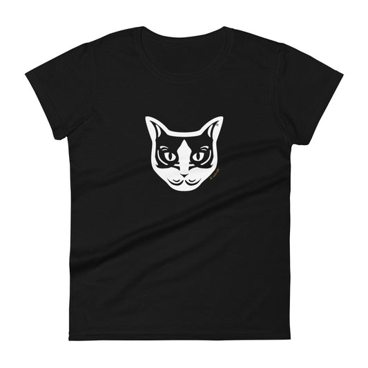 Camiseta mujer manga corta - Gato Blanco y Negro - Tribal