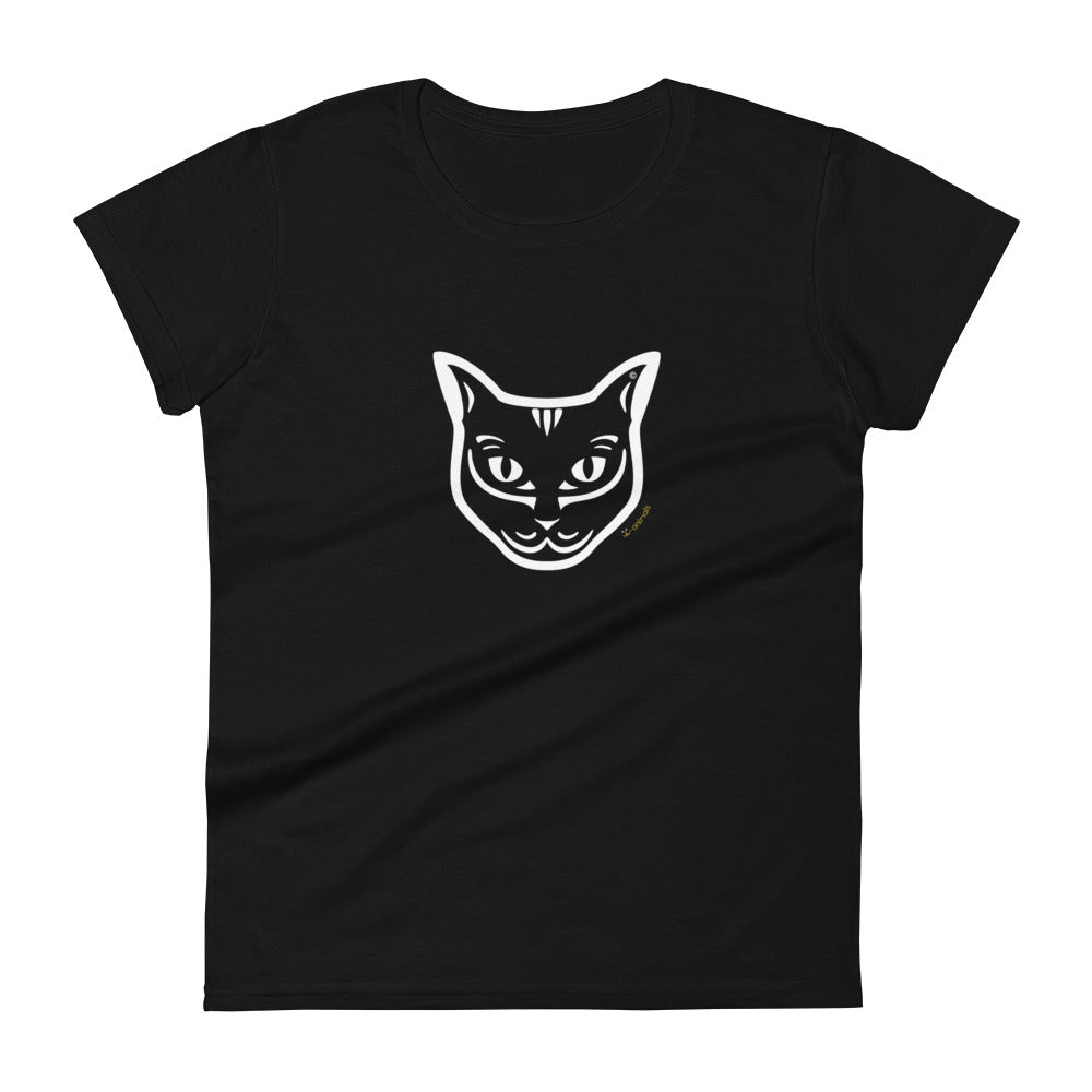 Camiseta mujer manga corta - Gato Negro - Tribal